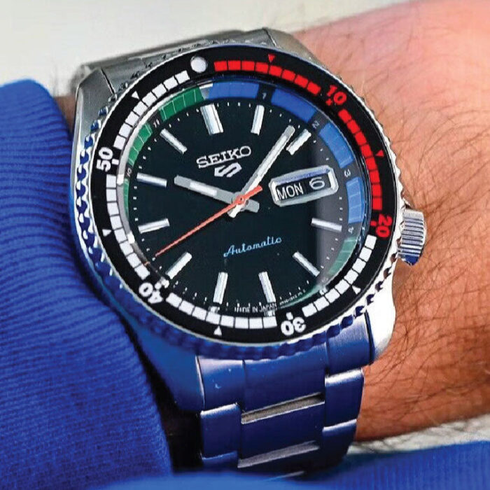 Seiko 5 Sports SKX Series Regatta Timer Retro Blue Dial Silver Steel Strap Watch For Men - SRPK13K1 - Image 3
